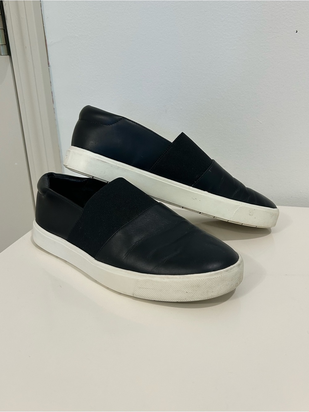 Women's Vince Corbin Slip-On Sneakers in Black with White Sole
